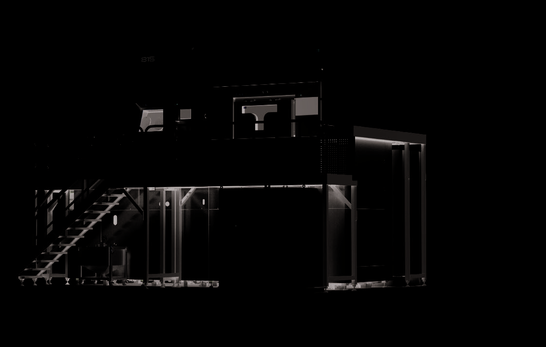 Large-format metal AM platform system with staircase and upper observation deck